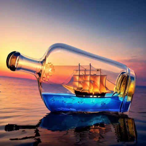 masterpiece, ship in a bottleship, 8K, <lora:BottleShip_1000steps:0.8>