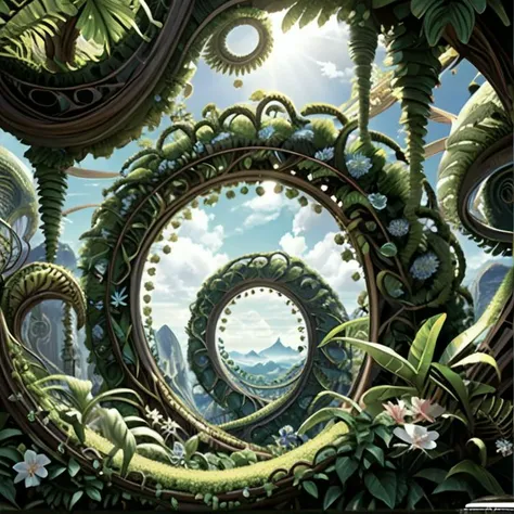 Concept art Beautiful alien world, ((sunlight coming from behind viewer)), intricate twisting tree, Vines growing on the trees with flowers. Their trunks look like polished mahogany, plants that are fractals, plants that curl aiming for the sky, plants that resemble ferns, plants that glow.
masterpiece, best quality, highres, extremely clear 8k wallpaper, sun behind viewer,
<lora:sdxl_photorealistic_slider_v1-0:1.6> <lora:add-detail-xl:1.21> misc digital artwork, illustrative, painterly, matte painting, highly detailed
