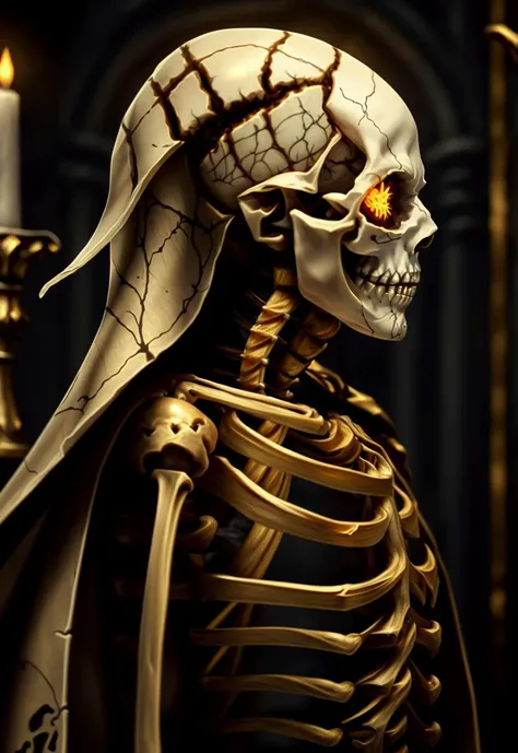 Diablo 4 Necromancer white Skeleton Face in Golden Robes, 2024 Game Graphics, Side View<lora:SDHK:1><lora:SDHK:1>