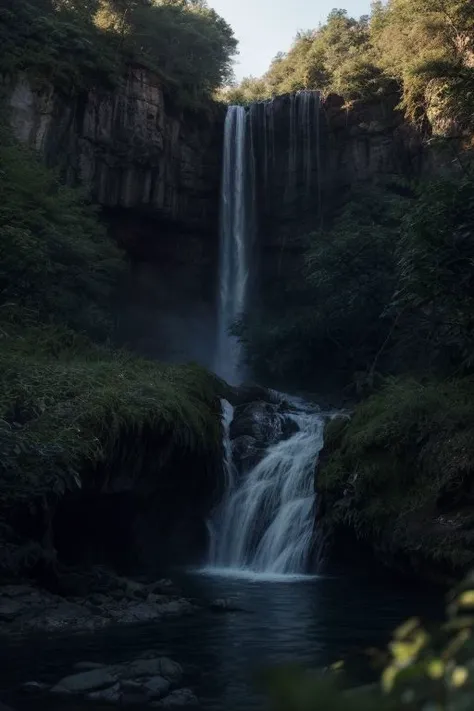 (masterpiece), perfect anatomy, intricate, (highly detailed), masterpiece, photorealistic, perfect anatomy, cinematic lighting, shading, super detailed skin, beautiful detailed eyes, best quality, ultra-detailed, (illustration), Masterpiece, best quality, 8K, high res, ultra-detailed, A scene of a waterfall cascading down a high cliff amongst lush greenery, adorned by vibrant flowers, towering pines, and delicate bamboo groves,no humans, sakura, beautiful view, ultra-detailed, fine detailed, highly detailed, intricate, highly detailed, ultra-detailed, scenery,no humans, lush green mountains, winding rivers, misty atmosphere, solitary, intricate details, delicate features, verdant trees, blooming flowers, druid's circle, soft moss, deep forest, intricate leaves and vines, wisps of light, still pool of water, pristine, verdant green, A picturesque scene of a waterfall cascading down a high cliff amongst lush greenery, adorned by vibrant flowers, towering pines, and delicate bamboo groves.,<lora:more_details:0.5>