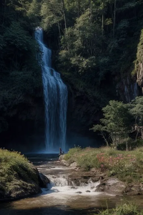 (masterpiece), perfect anatomy, intricate, (highly detailed), masterpiece, photorealistic, perfect anatomy, cinematic lighting, shading, super detailed skin, beautiful detailed eyes, best quality, ultra-detailed, (illustration), Masterpiece, best quality, 8K, high res, ultra-detailed, A scene of a waterfall cascading down a high cliff amongst lush greenery, adorned by vibrant flowers, towering pines, and delicate bamboo groves,no humans, sakura, beautiful view, ultra-detailed, fine detailed, highly detailed, intricate, highly detailed, ultra-detailed, scenery,no humans, lush green mountains, winding rivers, misty atmosphere, solitary, intricate details, delicate features, verdant trees, blooming flowers, druid's circle, soft moss, deep forest, intricate leaves and vines, wisps of light, still pool of water, pristine, verdant green, A picturesque scene of a waterfall cascading down a high cliff amongst lush greenery, adorned by vibrant flowers, towering pines, and delicate bamboo groves.,<lora:more_details:0.5>