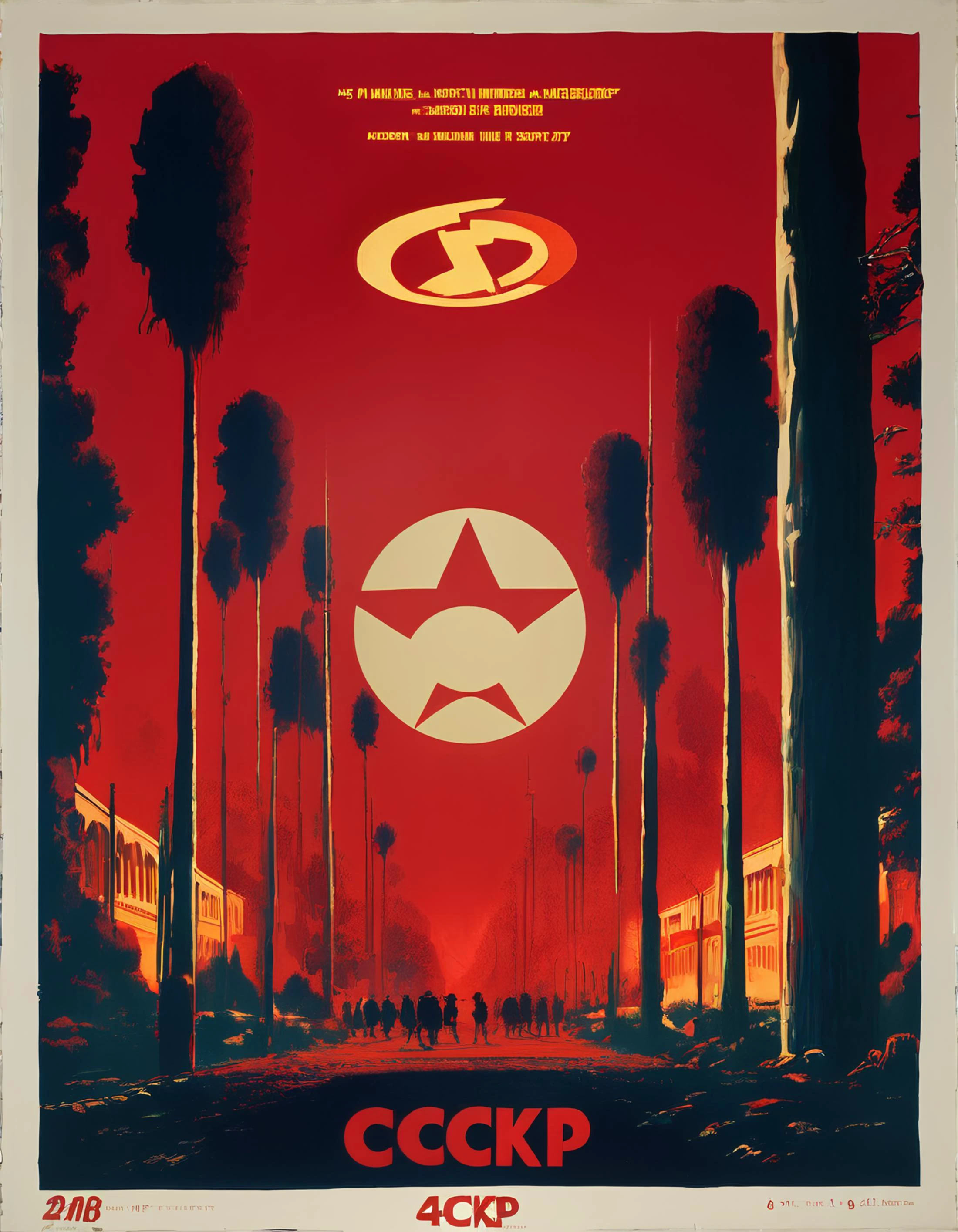 cccp, raw analog photo of a communist party poster, cinematic still, cinemtic lighting, 4k, uhd, masterpiece