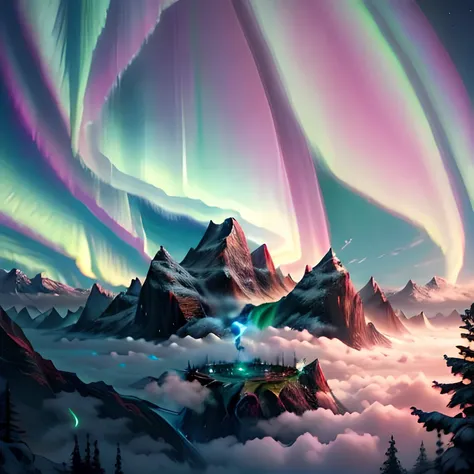 highres, high quality,
(dark:1.1) (night:1.0), rainbow color (aurora:1.1) emerging from mountain peak,
forest (mountains:0.9) at the sides, mountain (peak:1.0), fogged valley below (magical:1.1) (lightning:1.1),
(naturemagic:1.2) wind,
<lora:NatureMagic:0.5>