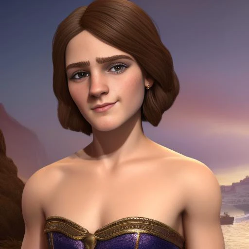 civsix_style beautiful full color 8k ultra HD raw (photo) of emma watson, freckles, detailed skin texture, (ruined)