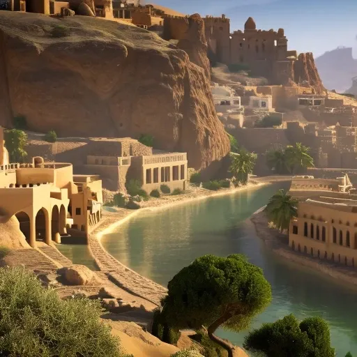 civsix_style beautiful full color 8k ultra HD raw (photo) of ((futuristic)) Yemenite city
