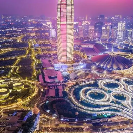 chinazhengzhou, night, street, city, china, cyberpunk