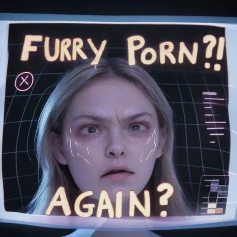 ASCIIon a futuristic computer monitor, (frowning, disgusted:1.4), (disapproving, disdain, disappointed, sulky, upset:1.2), the holographic face of an (Artificial Intelligence assistant:1.1), looking at viewer, with holographic neon text