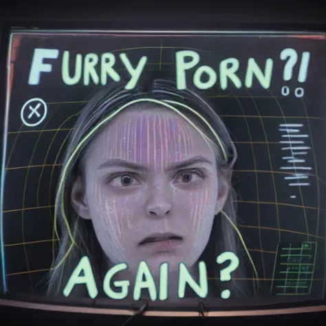 ASCIIon a futuristic computer monitor, (frowning, disgusted:1.4), (disapproving, disdain, disappointed, sulky, upset:1.2), the holographic face of an (Artificial Intelligence assistant:1.1), looking at viewer, with holographic neon text, lines of code in the background
