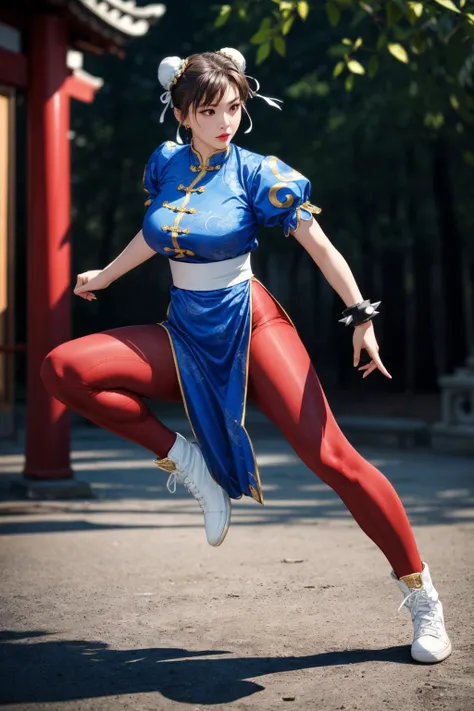 Crie uma obra-prima hiper-realista de Chun-Li sexy, corpo musculoso e sexy, the iconic character from the sixth Street Fighter game. Capture your dynamic fighting stance and powerful kicks with exquisite detail. (roupa sexy, erotic costume, calcinha trasparente mostrando pussy, pussy marcada, seios grandes, mamas grandes saindo, chun-li gostosa erotica)« The image must be in high definition (hard disk) and rendered in stunning 8K resolution, mostrando todos os recursos e texturas intrincados. Pay special attention to the fine details of Chun-Li's costume, incluindo seu vestido qipao tradicional e penteado de chifre de boi exclusivo. Use dramatic lighting to increase the intensity of the scene, emphasizing your strength and determination. This photographic request aims to immortalize Chun-Li as a true work of art, mostrando sua beleza seu corpo malhado e gostosa, Grace and prowess in the martial arts. Pornographic Images
