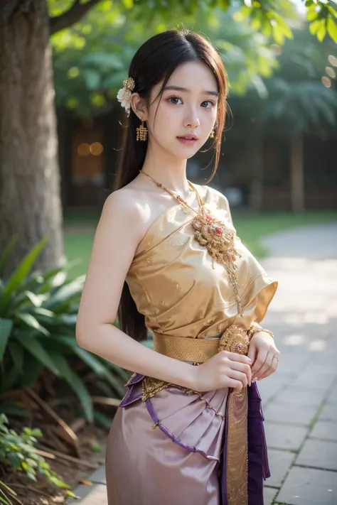 portrait,
1girl,
ThaiDress,
scenery,landscape,(ruins),
((realistic)),highres,
<lora:9_ThaiDress:1>,