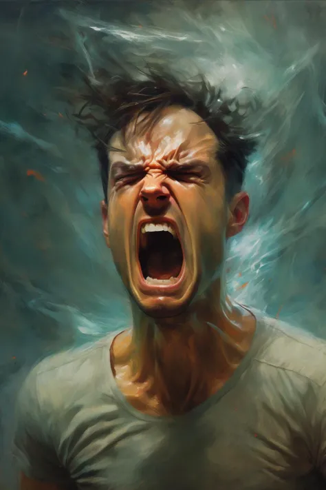 <lora:Sam Spratt Style:1>Sam Spratt Style - A realistic portrayal of a person quickly losing their temper in a heated situation, the atmosphere tense and charged, while another individual remains calm and silent, exuding strength and confidence through their composed actions and thoughtful demeanor.