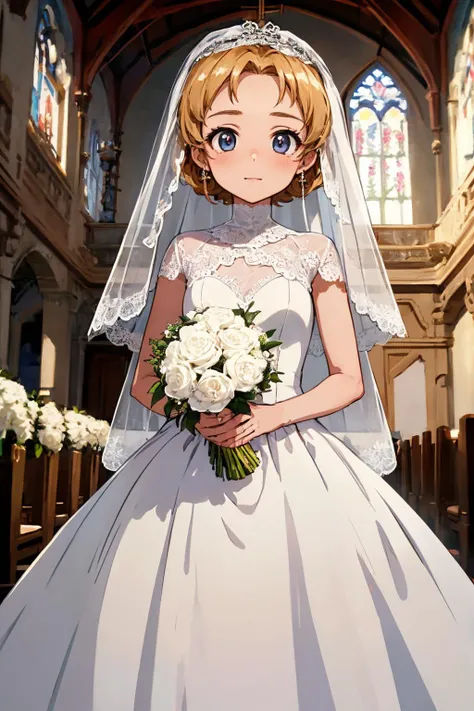 (masterpiece), best quality, (((ultra detailed, 8k quality))), expressive eyes, perfect face, perfect anatomy, perfect body, scene, <lora:scene_:0.7>, <lora:beautiful_detailed_eyes:0.5>, aapekoe,short hair,braid,hair bow,black bow,parted bangs,<lora:orange_pekoe:0.7>,(wedding dress:1.2),white dress,(veil:1.2),church,smile, indoor,,standing,cowboy shot,holding bouquet,