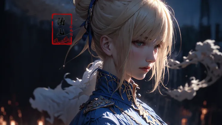 Epic CG masterpiece, hdr,dtm, full ha,8K, ultra detailed graphic tension, dynamic poses, stunning colors, 3D rendering, surrealism, cinematic lighting effects, realism, 00 renderer, super realistic, full - body photos, super vista, super wide Angle, HD(Blue smoke enveloped the body:1.5)(solo focus:1.7)
Saber1girl, In hand swordblue dressBlue bowgorgeous armorplatinum blonde hair
close-up,(imid shot,macro shot:1.25),(Detailed face description),(Detailed hair description),(Detailed clothes description),
A shot with tension(sky glows red,Visual impact,giving the poster a dynamic and visually striking appearance:1.2),
<lora:~Q?-Saber:0.8>