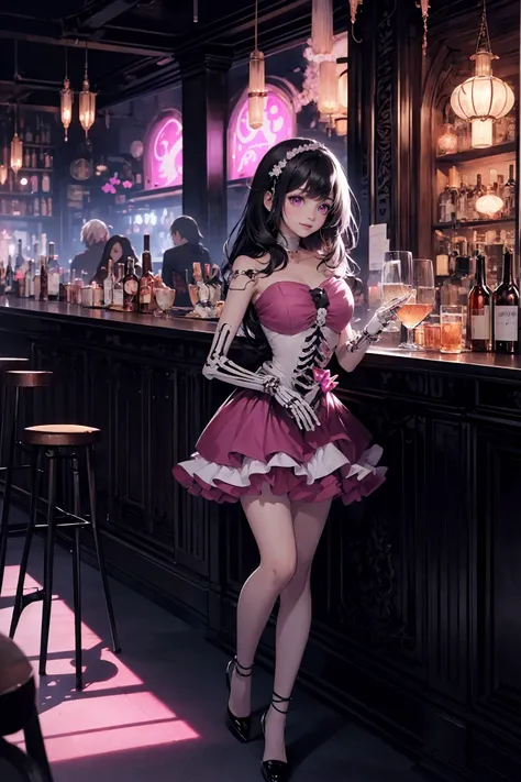 (wide shot, wide-angle lens,Panoramic:1.2),super vista, super wide AngleLow Angle shooting, super wide lens,
tavern scenes, charming personified skeleton, charming anime characters, i can't believe how beautiful this is, light magenta and dark gray, vanitas paintings, acidic and luminous colors, candid moments captured, luminous and dreamlike scenes, nightcore, i can't believe how beautiful this is, light magenta and dark gray, (light magenta:1.5),
(full body:1.1), Dynamic Angle, Perspective, High Point,pov (black hair:1.5),
<lora:~Q?-_NuLR tavern scenes8:0.8>