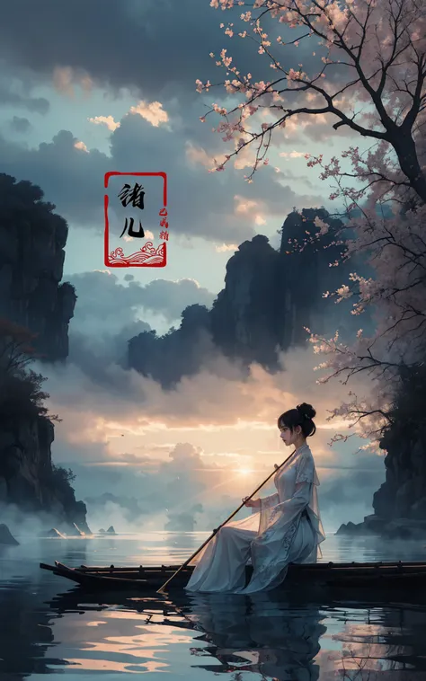 ((masterpiece))), (((best quality))), ((super detailed)), (highly detailed computer illustration), ((extremely delicate and beautiful)),cinematic light,
long raft with1girl, tree, solo, water, instrument, sitting, outdoors, black hair, chinese clothes, dress, white dress, hair bun, reflection, sky, scenery, holding, playing instrument, short hair, flute, ripples, branch, day
<lora:~Q?-z{O long raft with:0.7>