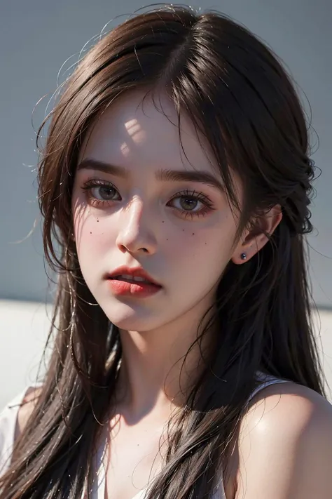 Best quality, masterpiece, ultra high res, (photorealistic:1.4), raw photo, (Authentic skin texture:1.3), (film grain:1.3), panorama, character portrait, very wide shot, narrow waist, cowboy shot, (in the dark, deep shadow, low key, cold light,) night, close-up, streaming tears,
indoor, dust, Tyndall effect, sad, disappointed, gloom (expression), sitting, (against wall), crying, frown, (head bowed), nervous, tearing up, lonely,
1girl, beautiful detailed eyes and face, white jabot, off shoulder, brown eyes,