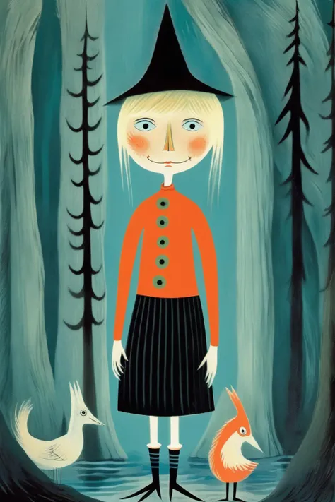 <lora:Tove Jansson Style:1>Tove Jansson Style - character in the style of tove jansson