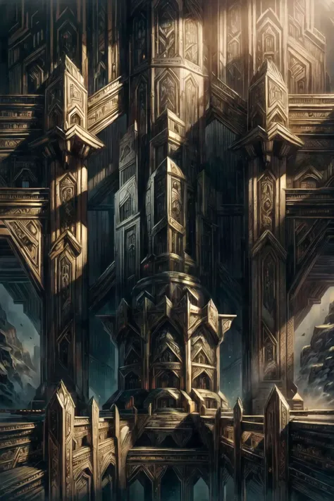 looking at viewer, <lora:add_sharpness:1>,  <lora:DwarvenRealms:1> DwaRe, intricate design, elaborate carving, dwarven structure, style of tolkien, middle earth, best quality, masterpiece, <lora:more_details:0.65>, kneeling