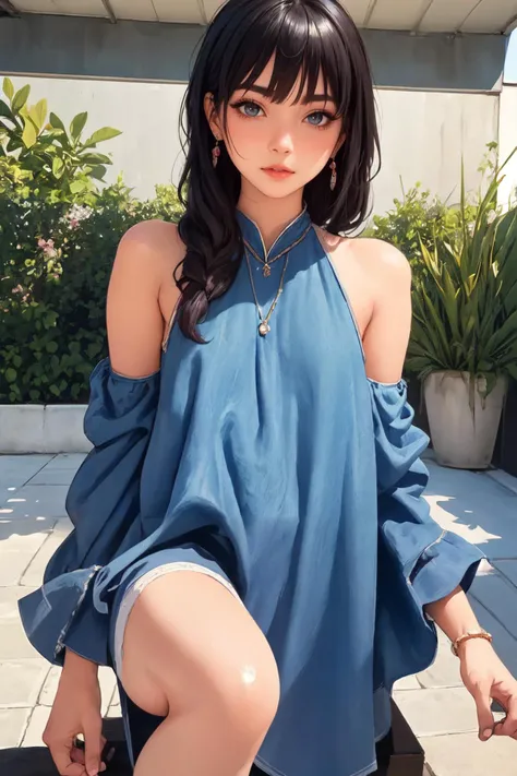(best quality, ultra-detailed, masterpiece), young lovely girl wearing tent dress, extremely cute, cinematic angle, detailed, <lora:Tent_Dress_1.0:0.7>