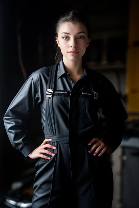 DEN_rayeroze_OF,
(working in a garage on a mustang car engine covered in oil and dirt wearing a dirty jumpsuit, mechanic, working on a car, engine:1.2),
bokeh, f1.4, 40mm, photorealistic, raw, 8k, textured skin, skin pores, intricate details <lora:epi_noiseoffset2:1>, epiCRealism <lora:ClothingAdjuster3:-1>