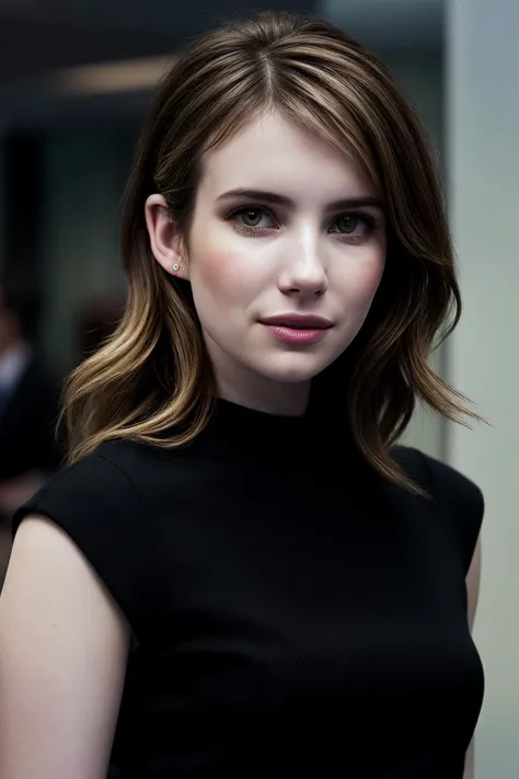 EmmaR_SoloTI_v1,PA7_Portrait-MCU, (A chic pencil skirt in a sophisticated hue, paired with a crisp blouse for a professional yet elegant ensemble:1.1), ((In a sleek office lobby, surrounded by sleek furniture and the soft glow of modern lighting:1.2)), (seductive), photorealistic, masterpiece, high quality, artistic, unique, award winning photograph, professional, 8k, RAW photo, best quality,flattering, (cinematic:1.3) shallow DOF, depth of field,sharp focus, <lora:add_detail:0.6>,<lora:LowRa:0.6>,