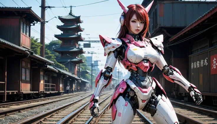 1girl , <lora:senjougaharaHitagi_v10:0.8:TT>senjougahara hitagi, fighting ,<lora:chinaDressDesignedBy_v10:0.8:TT>chinese clothes , outside, railroad tracks, sunny 1mecha, best quality, biomechanical, complex robot, hyper realistic, (hyper detailed:1.25), intricate, (insane fine details:1.1), Extremely sharp lines, scifi aesthetic, a masterpiece by mooncryptowow, complex robot, <lora:one breast out XL:0.8>, one breast out, <lora:my_friends_hot_mom_v1:0.8>, my friends hot mom dvd cover,, very thin waist, <lora:bombshell_v1:0.4>,big boobs,slim body,, (8k, masterpiece, best quality, ultra-detailed), (an extremely delicate and beautiful)kawaii, cute, very big eyes, Aesthetic Anime Eyes, small face, large breasts, cinematic lighting, , Intricate, High Detail, Sharp focus, dramatic, masterpiece, best quality, ultra-detailed,