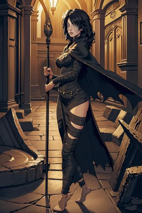 Short black hair, blue eyes, choker, retrato, Joven Bruja Elfa Pelo Blanco Corto, cuerpo completo, Cameltoe, puffynipples, orejas puntiagudas, cuerpo completo, Gothic witch, Dark and gloomy atmosphere, Botas negras, Chained Elven Slave Witch, brazos en el cuello piernas abiertas, suelo de piedra, (Mazmorra oscura), nude , detailed nipples, detailed vagina