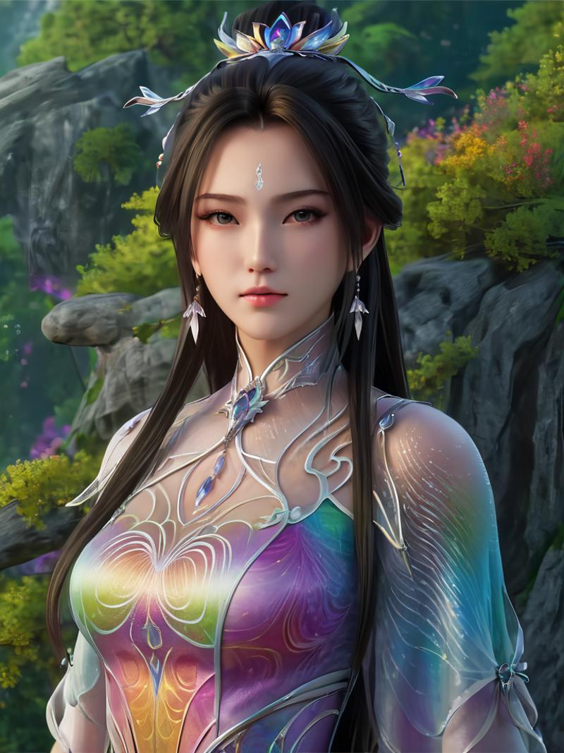 A close up of a woman in a dress with a dragon on her ????? - SeaArt AI