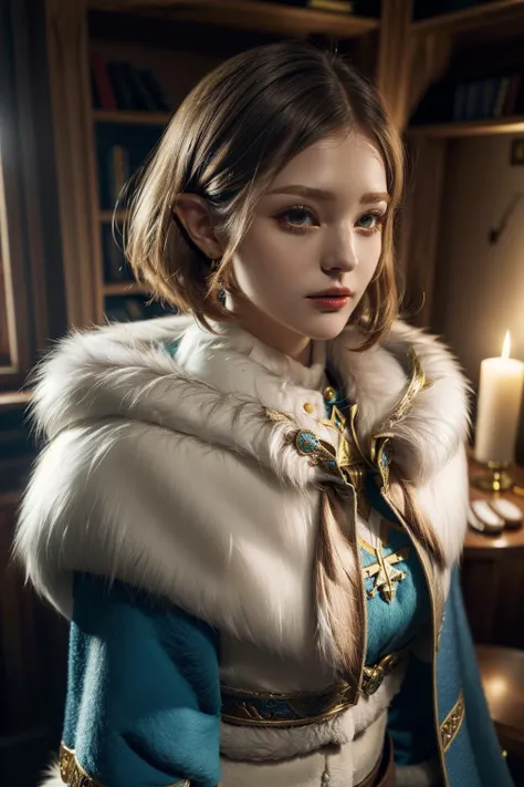 best quality, masterpiece, (photorealistic:1.4), ellafreya, fit body, (pricess zelda, nintendo, the legend of zelda, totk, short hair, capelet, fur trim, fur trimmed coat, <lora:zelda_botw_v1:0.7>):0.7, looking at viewer,  <lora:ellafreya:0.85>, <lora:add_detail:1>
