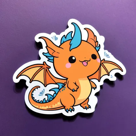 kawaii sticker, orange Wyvern<lora:EnvyKawaiiXL01:1>