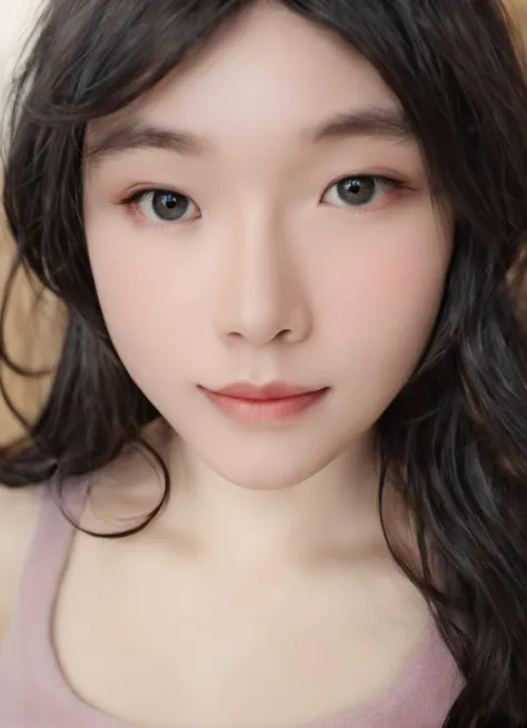 incredibly absurd, beautiful and cute 20-year-old Korean girl with a photorealistic face, showcasing top-quality craftsmanship. Her slender frame adorned with short, messy hair. The artwork high-resolution, allowing for ultra-detailed features to be captured flawlessly. The girl depicted naked. The focus lies on the realistic pupils, showcasing depth and emotion. ((breasts out))