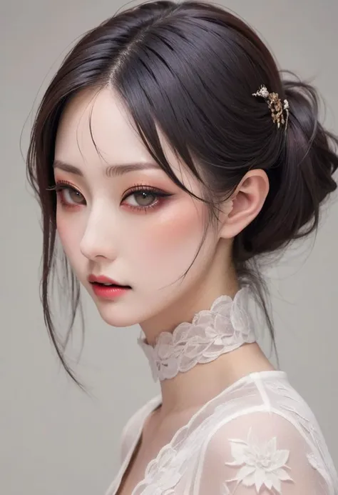 1girl, japanese, detailed face, beautiful, smoky eyeshadow