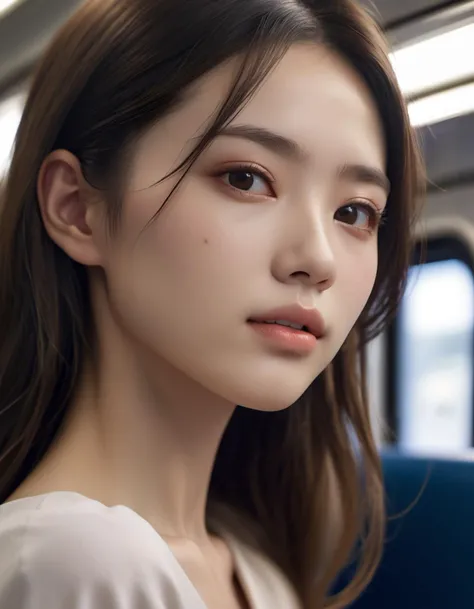 (high resolution detail of human skin texture:1.6),ultra realistic detailed,aesthetic,best quality,(photorealistic:1.2),dynamic angle,elegant,realistic skin detail,
1girl,japanese,in train,crowd
