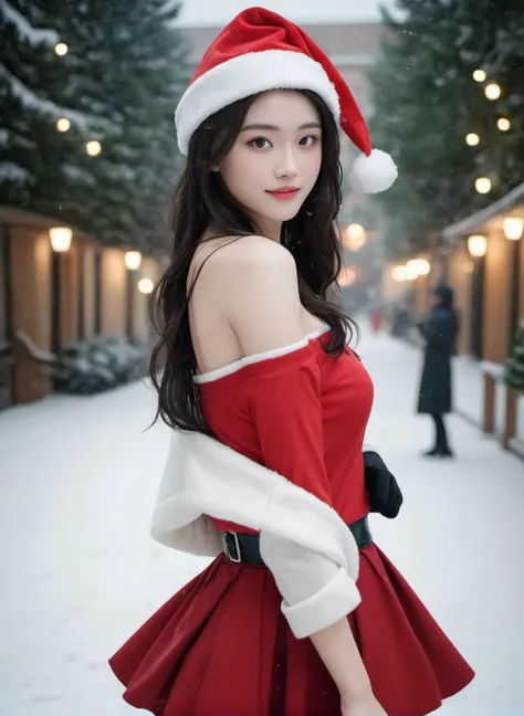 mxtlvx dance in ballroom , (masterpiece:1.0), (best quality:1.0), (ultra highres:1.0),(ultra detailed:1.0), (sharp focus1:0), (RAW photo:1.0), (Realistic:1.2),
((mxtlvx:1.4), black long hair), 1girl, (big Christmas hat, red Christmas dress, mini skirt, red heel:1.4), (full body:1.4),
detailed beautiful skin, kind smile, detailed beautiful face, petite figure, detailed skin texture, pale skin, thigh gap, detailed hair, detailed eyes, glistening skin,
4k, skin imperfections, freckles, detailed skin texture, natural skin texture, detailed cloth texture, beautiful detailed perfect face, perfect face, photographic, lifelike,
<lora:mxtlvxV2presetfromweb-000007:0.5>, <lora:add-detail-xl:0.4>,
christmas, <lora:christmas:1>