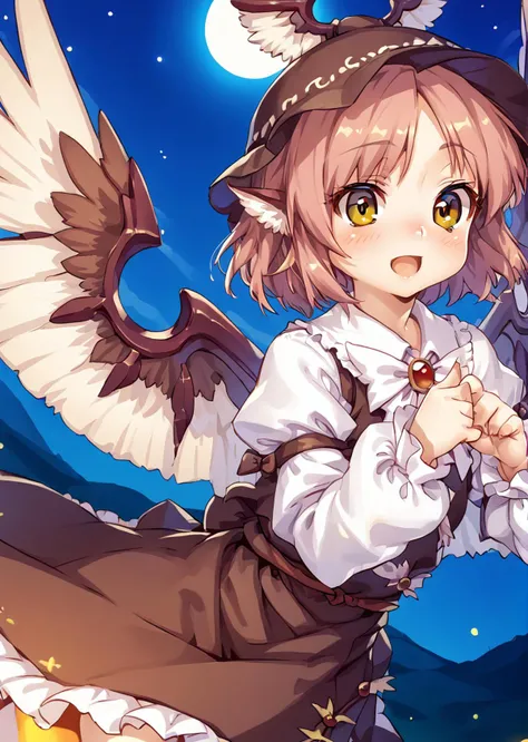 score 9, score 8 up, score 7 up, rating questionable,
detailed background,
<lora:mystia.pony:1>,
mystia,
shiny skin, 
night , flying, 
<lora:kink.pony:1>,