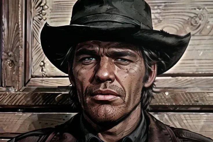ouatiwstyle, 1man, black_hat, black_shirt, blue_eyes, frank, close_up, portrait,