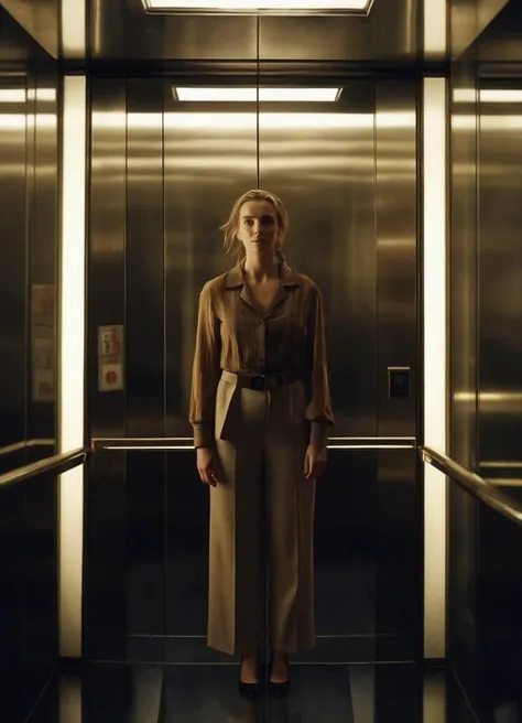 cinematic movie scene, jodcor woman standing in an elevator, mirrors, reflections, light from above
<lora:JodieComer-jodcor_SDXL_v1:0.8>