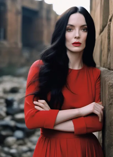 jodcor, woman wearing an elegant red dress with long sleeves, long black hair, cinematic movie scene,
<lora:JodieComer-jodcor_SDXL_v1:0.8>