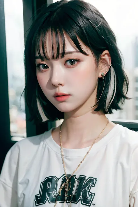 A woman, 1girl, asian,
looking_at_camera, looking_at_viewer,
(realistic, photorealistic),
(masterpiece, best quality, ultra detailed),
upper_body,
pores,
[dark room, dark, dim lighting, [black_background],
dark studio, (rim lighting), two tone lighting],
<lora:epiNoiseoffset_v2:.9>,
earrings, necklace,
art, sweater, shirt, sweatshirt,
pout, pouting, chubby_cheeks, [frowning],
short_hair, medium_hair, [bangs],
black_hair, [blonde_hair, white_hair], (multicolor_hair),
<lora:aespa-winter-23-v1:.9>