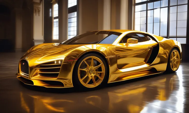 <lora:goldcarvingcd_xl-000006:0.7>,a modern sports car made of (goldcarvingcd_xl,golden,gold carving) in parking,indoors,supercar,front view,fine art,(Unbelievable Digital Artwork:1.3),CGSociety,ArtStation,master works, emotional, harmonious, high budget, moody, epic, gorgeous, perfect lighting, realistic, photorealistic, photographic, photo (medium),real, moody lighting, volumetric lighting, reality ray tracing, 8K, HDR, UHD, masterpiece, best quality, highly detailed, high resolution, finely detail, extremely detailed, ultra detailed, wallpaper