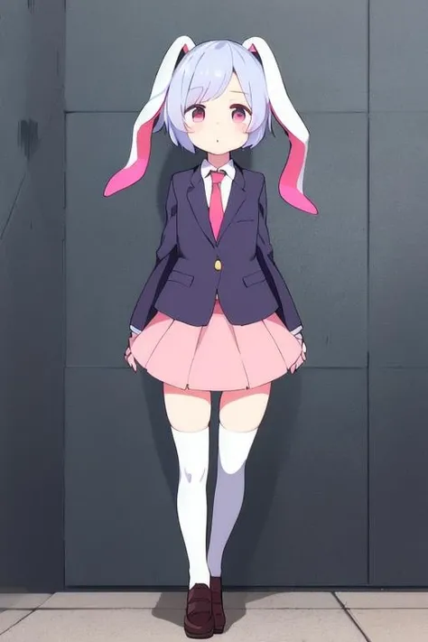 1girl, reisen2, cool, high thigh socks, pink skirt <lora:reisen2:1>