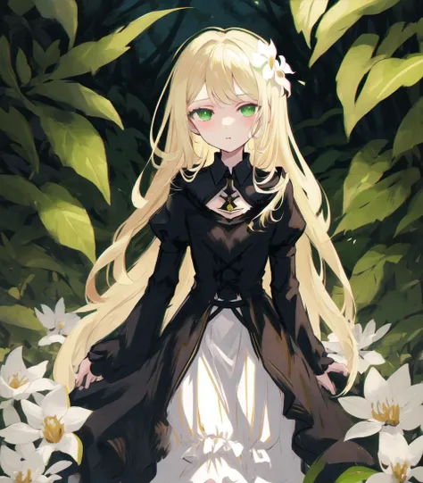 Lumielle; 1girl, dress, flat chest, white hair flower, outdoors, forest, spirits, lights, ultra detailed, green eyes
<lora:tenten_loha_step-40000:0.9>