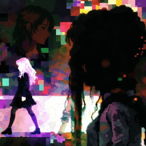 <lora:seleznev_trixel_art:1>, seleznev_trixel_art, drawing, blur, pixelated, glitch,
10s, 2girls, comic, long hair, monochrome, multiple girls, simple background, yuri