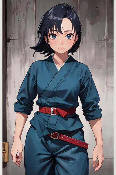 ninjahattori, dynamic ungle, sytlish ungle, (best quality, masterpiece, RAW photo,ultra-detailed:1.2), <lyco:GoodHands-beta2:1.0>,1girl,solo, 
<lyco:ARWNinjaHattori:1.05> 
ninja, blue costume, sandals, red belt,standing, cowboy shot,japanese cloth