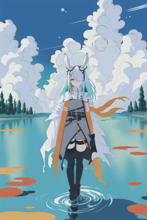 (flat color:1.1),(colorful:1.3),(masterpiece:1.2), best quality, masterpiece, highres, original, extremely detailed wallpaper, looking at viewer,1girl,solo,floating colorful water, frostnova