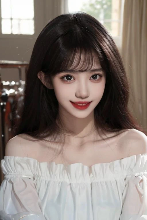 best quality, masterpiece, ultra high res, photorealistic, 1girl, offshoulder, smile, <lora:xxgl:0.8>
