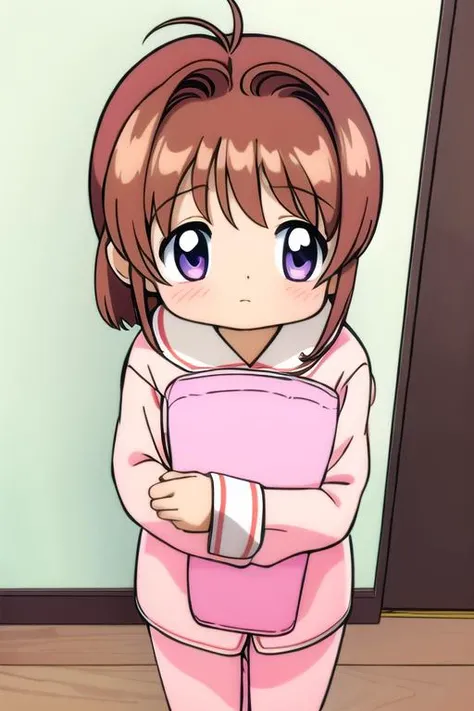 masterpiece,ulrra detail,best quality, girl,pajamas,scared to sleep alone, <lora:ScaredToSleepAlone:0.7>, looking at viewer,from above, blush. ribbon<lora:ro_kyu_bu_v6:0.7>minato tomoka