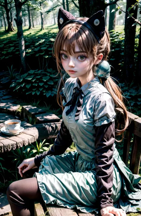 (anime, 8k, masterpiece, top quality, best quality, beautiful and aesthetic:1.2, professional illustrasion:1.1 ,ultra detail:1.3 , perfect lighting), highly detailed ,
<lora:alisa southercross:01> 1girl,fake animal ears
Dense green forest 🌳🌿, sunlight through the gaps in the leaves, creating dappled light and shadow ☀️🍃
The emerald green tones contrast with the white and black of the character's clothing 🟢⚪⚫, serenity with focus and determination 😌🎯,Lady sitting at a wooden table in the forest, surrounded by the beauty of nature 🖼️🌲
<lora:hll1-last-lora:0.3> <lora:ishikei_v0.1:0.1> <lora:kantoku_v0.1:0.15> <lora:hll3.1-lora:0.3> <lora:eye_opening_v2.0:-1> <lora:Tsurime:0.55> <lora: add_detail:0.5>