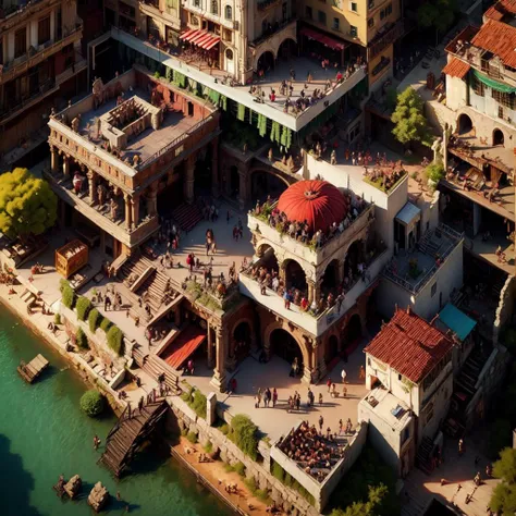 a city from above in the style of sp4rt4
