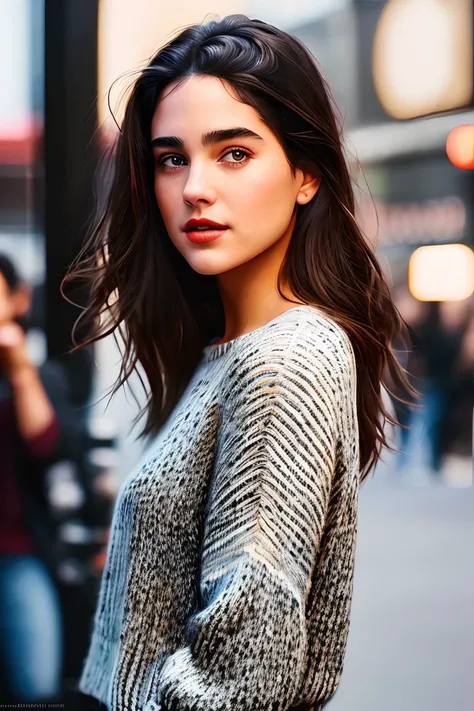 photo of (jg_jcon-step-350:0.99), a woman as a movie star, modelshoot style, (extremely detailed CG unity 8k wallpaper), photo of the most beautiful artwork in the world, professional majestic oil painting by Ed Blinkey, Atey Ghailan, Studio Ghibli, by Jeremy Mann, Greg Manchess, Antonio Moro, trending on ArtStation, trending on CGSociety, Intricate, High Detail, Sharp focus, dramatic, photorealistic painting art by midjourney and greg rutkowski, (sexy knitted sweater), (long jeans:1.2), ((movie premiere)), ((standing near a movie theater)), ((paparazzi in the background)), (looking at viewer:1.2), (detailed pupils:1.3), (modern outfit:1.2), ((closeup portrait:1.2)), red lips